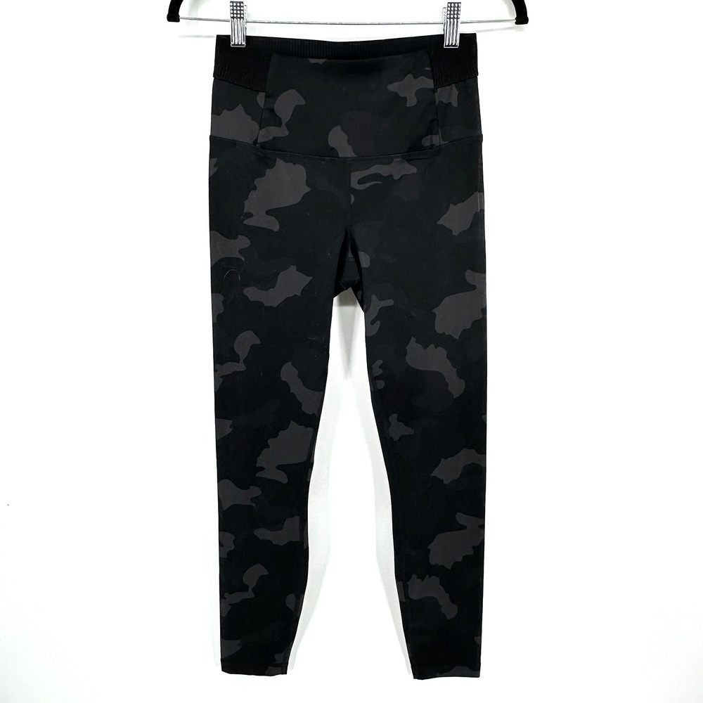 Yogalicious Lux High-Rise Ankle Leggings Women's S Black Gray Camo Logo